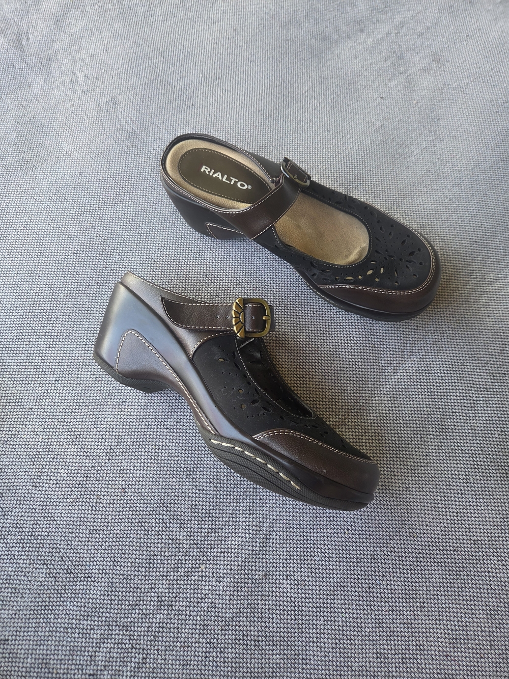 🤎 Rialto Mary Jane Comfort Clogs Cutout Shoes Size 7.5 - Picture 9 of 9
